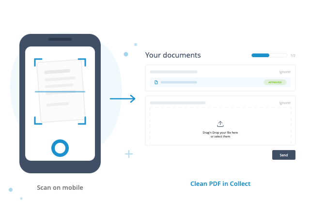 A client scanning a paper document to a clean PDF with the Collect mobile scanner