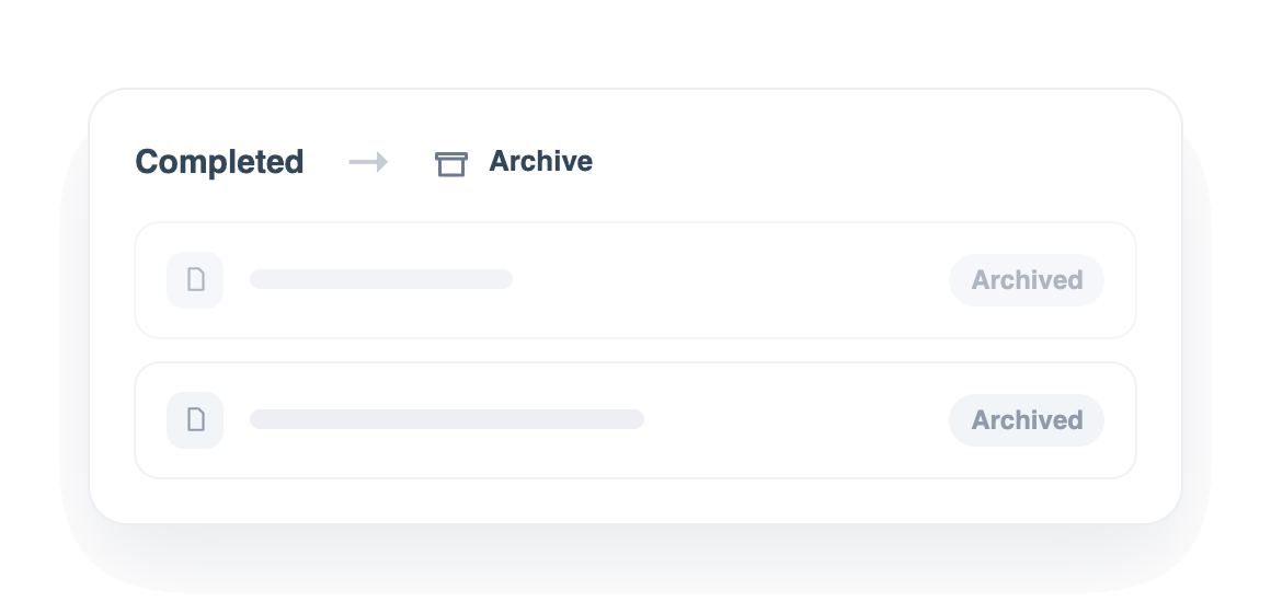 Completed document requests automatically archived in Collect