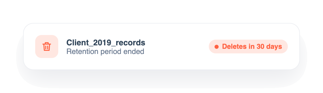 Documents scheduled for automatic deletion after their retention period