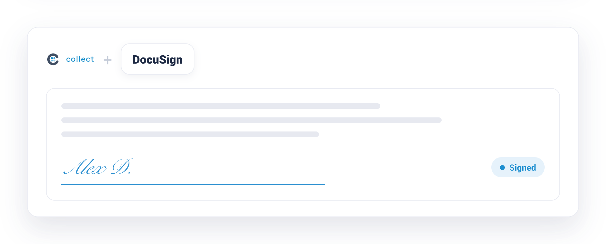 Collect and DocuSign: signing a document inside the client portal