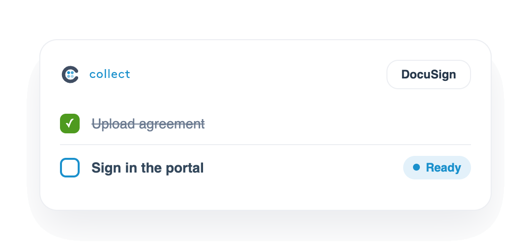 Uploading and signing a document in one Collect portal flow