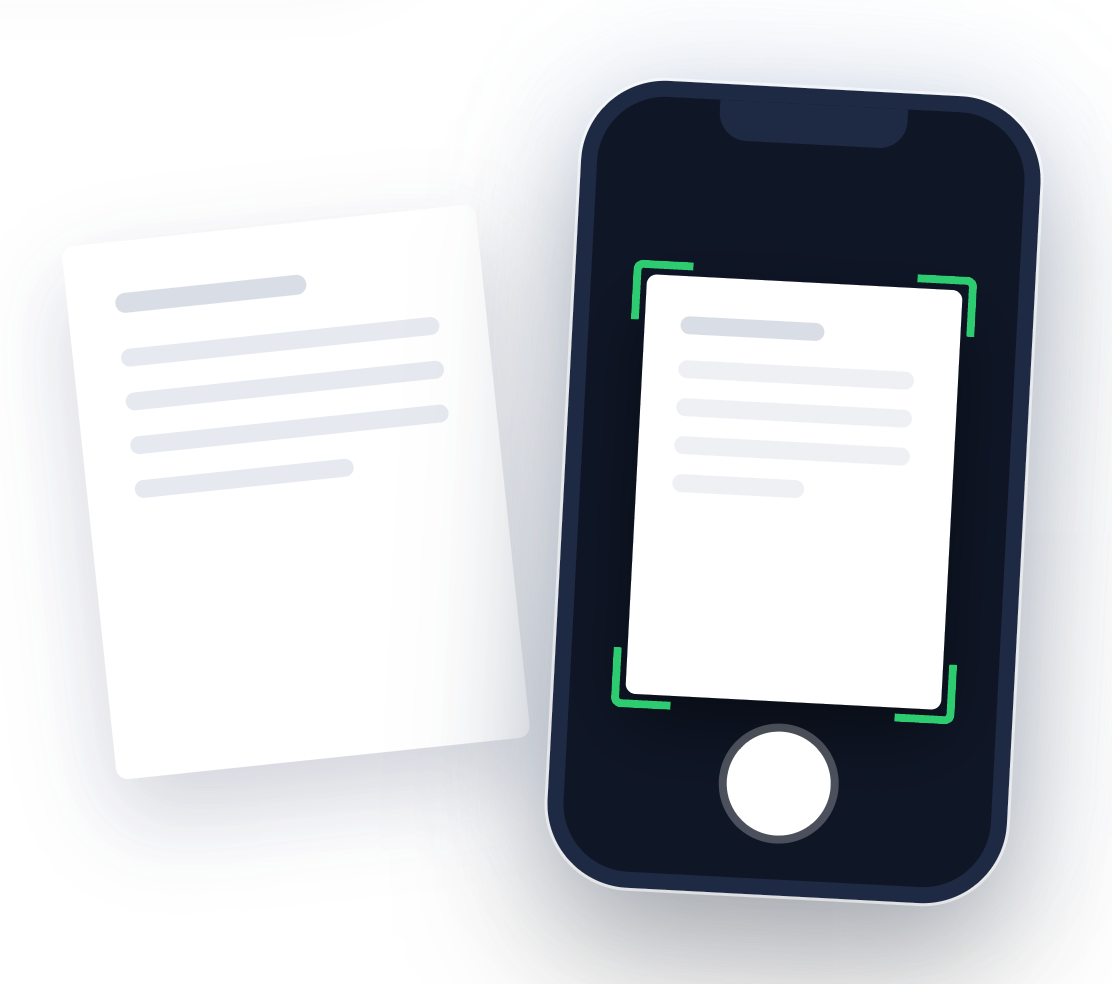 A phone camera detecting the edges of a paper document to scan it