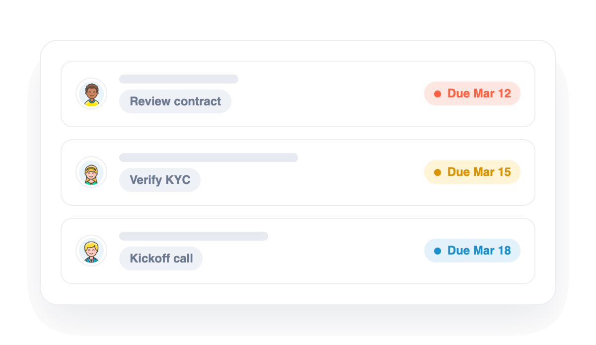 Tasks assigned to teammates with due dates in Collect